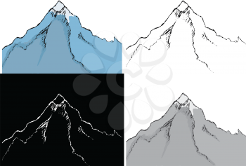 Editable vector illustrations in variations. Mountain