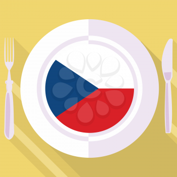 plate in flat style with flag of Czech Republic