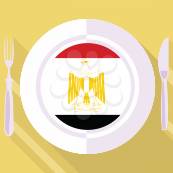 plate in flat style with flag of Egypt