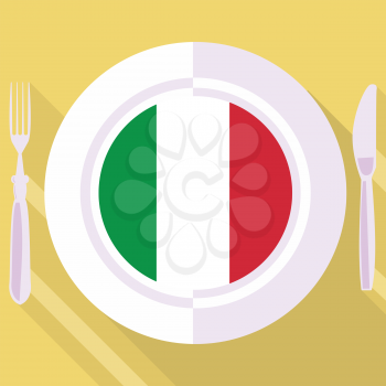 plate in flat style with flag of Italy
