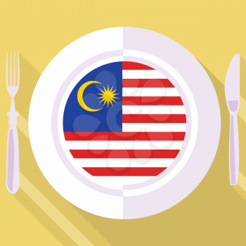 plate in flat style with flag of Malaysia