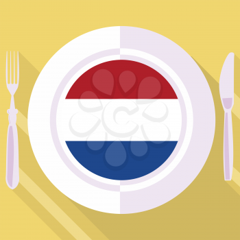 plate in flat style with flag of Netherlands