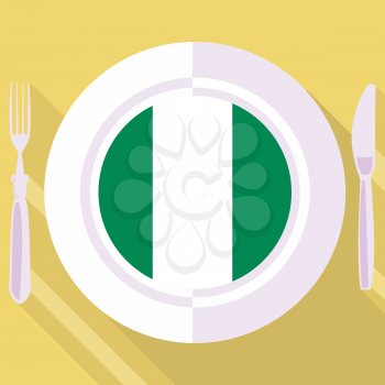 plate in flat style with flag of Nigeria