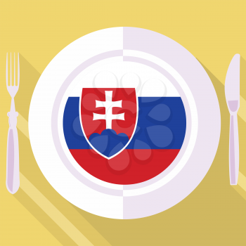 plate in flat style with flag of Slovakia
