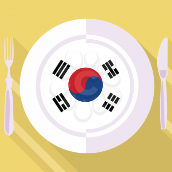 plate in flat style with flag of South Korea