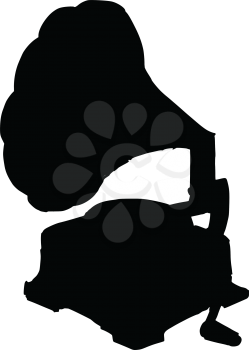 black silhouette of phonograph