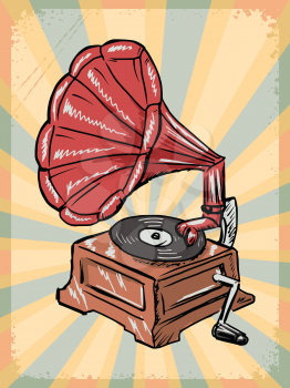 stylish, vintage, background with phonograph