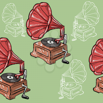 sample of seamless background with vintage phonograph