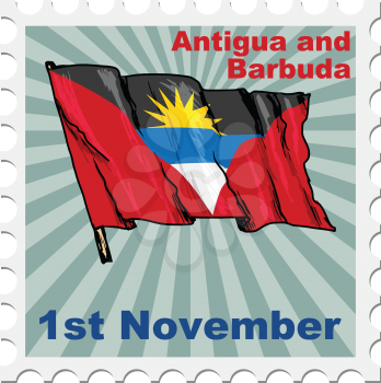 post stamp of national day of Antigua and Barbuda