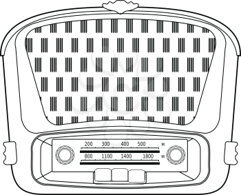 outline illustration of vintage radio