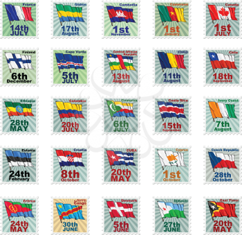 Set of vector stamps with national flags. Volume 2