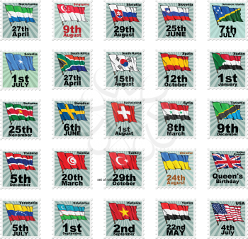 Set of vector stamps with national flags. Volume 6