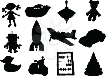 set of silhouettes of different toys