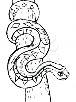 Coloring page with anaconda. Motives of nature, wildlife, animals. Vector illustration