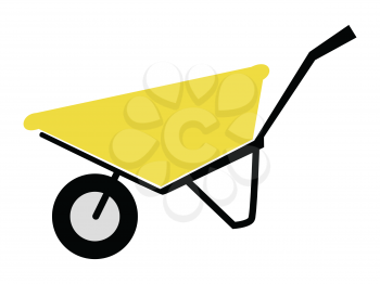 Vector, colored illustration of wheelbarrow. Flat style. Motives of gardening, working tool, agriculture
