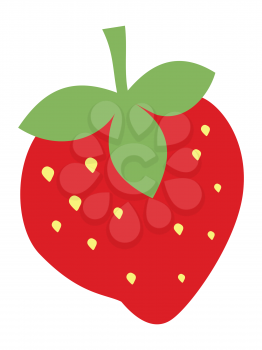 Vector, colored illustration of strawberry. Flat style. Motives of sweet food, seasonal berries, desserts and kitchen ingredients