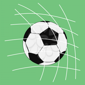 Goal in football match. Soccer competition and championship concepts. Sport objects. Motives of joy, win, games event. Vector illustration