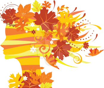 Royalty Free Clipart Image of an Autumn Silhouette of a Woman