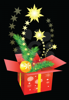 Royalty Free Clipart Image of a Box of Christmas Decorations