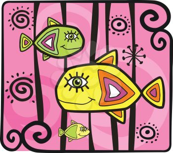 Royalty Free Clipart Image of Decorative Fishes
