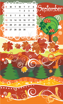 Royalty Free Clipart Image of an Autumn Calendar