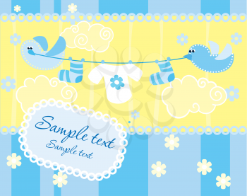 Royalty Free Clipart Image of a Baby Boy Arrival Announcement Card