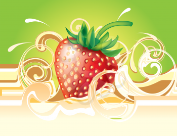 Royalty Free Clipart Image of Strawberry and Cream