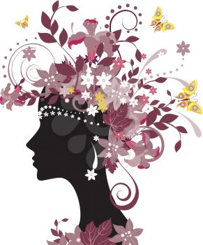 Royalty Free Clipart Image of a Decorative Female Silhouette