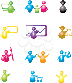 Royalty Free Clipart Image of a Set of People Icons