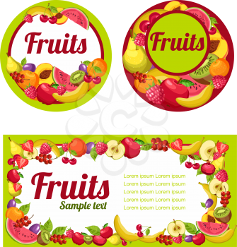Fruits labels set for design, vector