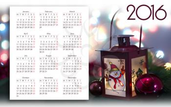 Beautiful christmas calendar design 2016