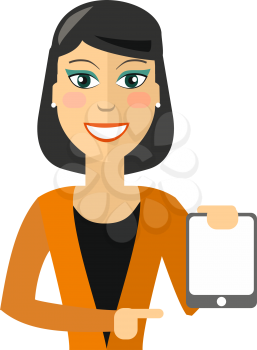 Pointing Business Woman with tablet