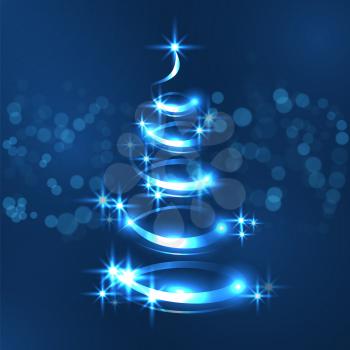 Vector new year tree . Christmas tree– stock illustration. Luminous Christmas tree. Shiny Christmas tree.