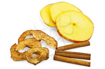 Royalty Free Photo of Apple Slices, Chips and Cinnamon Sticks