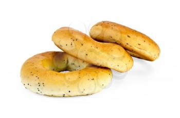 Royalty Free Photo of Three Poppy Seed Bagels