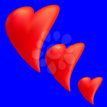 Royalty Free Clipart Image of Hearts on a Blue Background