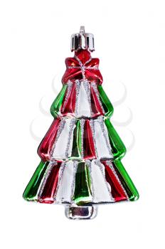 Christmas decorations in the form of a Christmas tree with a red star isolated on white background