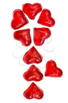 Flower of red jelly in the form of hearts isolated on white background