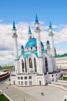 KAZAN, RUSSIA - JULY 26, 2014: Kul Sharif Mosque in the territory of the Kazan Kremlin. Tatarstan Republic.