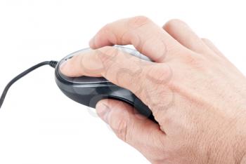 Royalty Free Photo of a Person's Hand on a Computer Mouse