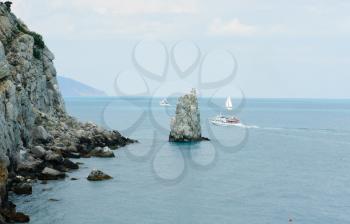 rocks and  ships in the sea near the Yalta. Crimea.Ukraine

