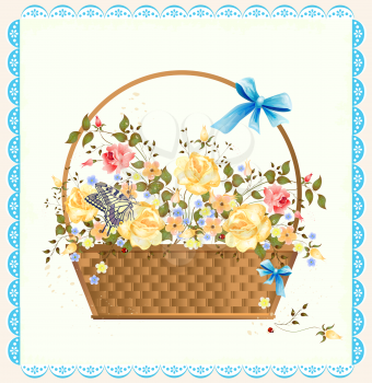 Royalty Free Clipart Image of a Basket of Roses