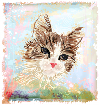 Royalty Free Clipart Image of a Cat Drawing