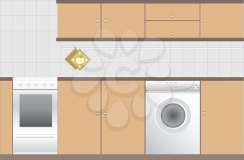 Royalty Free Clipart Image of a Kitchen Interior