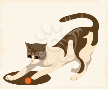 Royalty Free Clipart Image of a Cat Playing