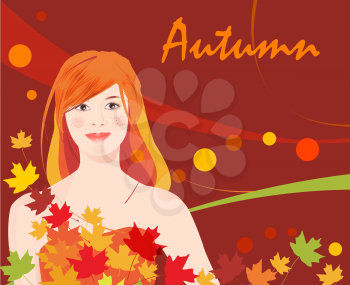 Royalty Free Clipart Image of a Woman in Autumn