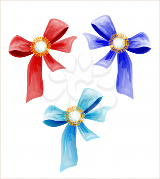 Royalty Free Clipart Image of Bows With Diamonds