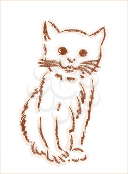 Royalty Free Clipart Image of a Cat Drawing