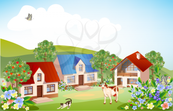 Royalty Free Clipart Image of a Rural Landscape