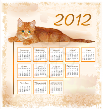 Royalty Free Clipart Image of a Cat Calendar